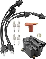 Forklift Tune Up kit Distributor Cap Ignition Rotor Spark Plugs Ignition Wire Set Fits for Toyota Forklift 5FG 6FG 7FG Series with 4Y Engine