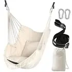 Hammock Chair Hanging Swing 2 Pillows Included,Strong Webbing Straps and