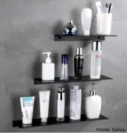 BLACK BATHROOM COSMETIC SHELF RACK FLOATING SHELF WALL STORAGE PHOTO DISPLAY5060