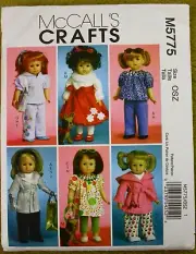 McCalls Crafts M5775 Doll clothes Patterns for 18" Doll