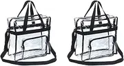 2X Clear Tote Bag, Adjustable Shoulder Strap and Zippered Top,Stadium Security Travel & Gym Clear Bag,Perfect for Sports