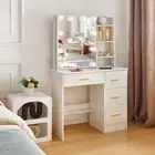 NEW Dressing Table Set with Slide Mirror Makeup Vanity Desk 4 Drawers Bedroom