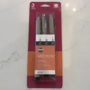 3 Pack Sakura Pigma Micron Fine Line Liner Archival Black Ink Pens 01 Tip Size