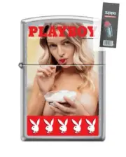 Zippo 86669 Playboy Cover Blonde Cherry Happy New Year Lighter + FLINT PACK