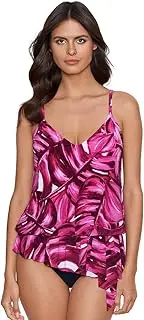 [MagicSuit] Camille Women's Asymmetrical Draped Tankini Top, Size