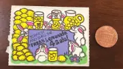 Mello Smello FRESH LEMONADE BUNNIES Scratch 'n Sniff Sticker Vintage matte mod