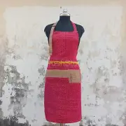 Indian Vintage Cotton Kantha Quilted Handmade Apron Pockets Chef Workshop Apron