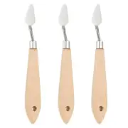 3 Pcs Stainless Steel Palette Knife, NO.2 6.1" Professional Art Spatula, Brown