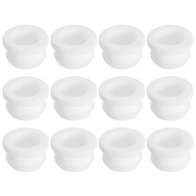 12Pcs Rubber Grommet 19mm Drill Hole, 15mm ID Top Hat Hole Plug Grommet, White