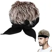 [AZIDWERYQ] Hat with Hair for Men Artificial Adjustable Soft Polyester Visor with Hair & Bow Tie Unisex Cycling Bike Cap Fake Wig Visor Hat with for Men