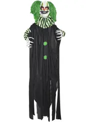 Hanging Light Up Green and Black 4 Foot Clown Halloween Decoration