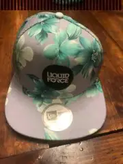 Liquid Force New Era Hawaiian Floral Flat Bill Cap Hat OSFM Hook/Loop Strap