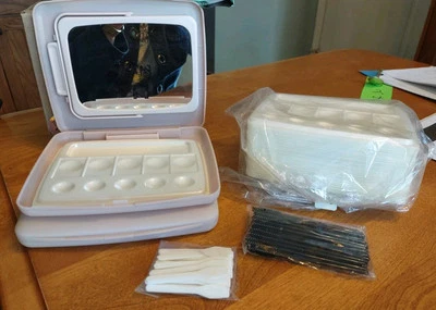 Retro Mary Kay Pink Two-Sided Magnifying Mirrors w/Hard Case Trays + Extras Lot