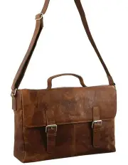[PIERRE CARDIN] Rustic Leather Computer Bag in Brown
