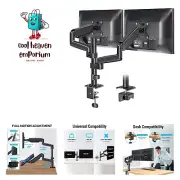 Dual Monitor Stand Desk Mount - Fully Adjustable Gas Spring Monitor Arm, Dual...