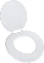 Ginsey Home Solutions Desert White Round Soft Toilet Seat, Soft Cushioned Seat, Plastic Hinges