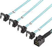 Mini SAS SFF-8643 to SATA Mini SAS 4SATA Right Angle Target Hard Disk Data Cable