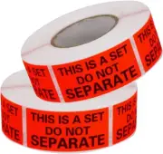 Set of 1In. x 2In. "Do Not Separate" Labels, 1000 Total, Red Orange