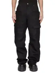 RICK OWENS Hollywood Stefan $1255 Black Cargo Jeans New & Authentic