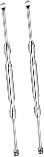 IWOWHERO 2PCS Stainless Steel Spiral Ear Spoon Ear Cleaner Tool for Home Use Portable Design with Comfortable Grip Durable Easy to Clean for Wax Removal Silver