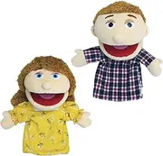 Hand Puppet - Mum and Dad Family People - Moveable Mouth Plush Human Glove Toy for Kids - 30cm
