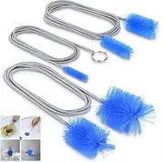 Premium 3-Piece Drain Brush Set Flexible Long Stainless Steel Tube & Double-Ended Brushes for Kitchen Sink, Pipe Cleaning & Powerful Drain Clog Remover