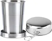 Stainless Steel Collapsible Cup - Portable Metal Mug,Camping Mug Collapsible Camping Cup, Telescopic Stainless Steel Portable Folding Cup with Keychain for Outdoor Travel