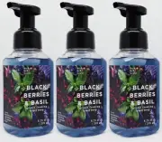 3 Bath Body Works BLACKBERRIES BASIL Black Berries Gentle Foaming Hand Soap Wash