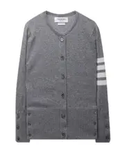 Thom Browne 4-Bar Striped Buttoned Cardigan IT40,IT44,IT42,IT38,IT36 light gray