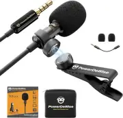 PowerDeWise Wired Lavalier Microphone - 3.5mm Jack - Noise Canceling Mic