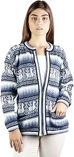 [Raymis] Women´s Alpaca Wool Llama Zip Cardigan - Warm, Soft & Comfortable