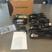CKL 2 Port USB 3.0 KVM Switch Dual Monitor DisplayPort 1.4 4K@144Hz 8K@30Hz f...