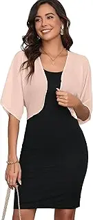Dosieyeo Damen Bolero Chiffon Elegant Bolerojacke Leicht Luftig Jäckchen 3/4 Ärmel Dünne Schulterjacke Zum Kleid Top