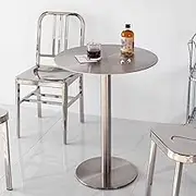 High Top Pub Table, Height Cocktail Table with Sturdy Stainless Steel Frame, Round Kitchen Breakfast Bar Modern Cocktail Table for Living Room Party(60x75cm/2.0x2.5ft)