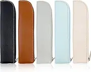 5 Pcs Leather Pencil Pouch Pen Pouch Slim Design Cute Stationery Storage Bag with Zipper Pencil Case Bag Stationery Pouch Bag for Pens, Pencils, Markers (colorful)