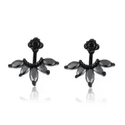 Marquise Ear Jacket Earrings Cubic Zirconia Front & Back Statement Stud Earri...