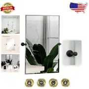 24x36 Frameless Pivot Mirror with Matte Black Brackets for Modern Bathrooms