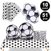 Soccer Theme Party 10 Guest Tableware Value Pack Plates Cups Naplkins Tablecloth Gift Bags