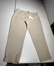Eileen Fisher Pants Women’s Large Tan Casual Slim Ankle Tencel Linen Side Zipper