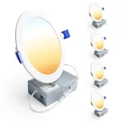 4 Pack 6 Inch LED Recessed Light, Dimmable, 2700K-5000K 5CCT, 1200LM High Bri...