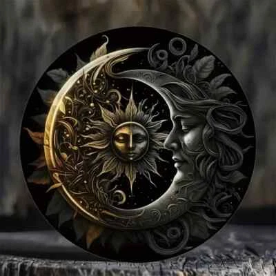 Glam Style Sun and Moon Wall Art Hanging Ornament. High Definition.