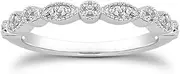 [Espere] Milgrain Marquise & Round Cubic Zirconia Half Eternity Ring Stacking Infinity Wedding Band Sterling Silver 925 Size 3.5-10.5 3 Colors Available Half
