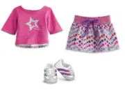 AUTHENTIC AMERICAN GIRL 2016 SPARKLY STAR OUTFIT + 2015 STRIPED SHOES (275)