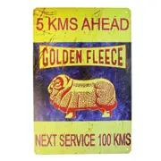 2xtin Sign 5kms Ahead Golden Fleece Sprint Drink Bar Whisky Rustic Look