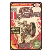 Evel Knievel Traps Marvel Tin Metal Sign Rustic Look Vintage Man Cave Car