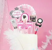 6pcs Make up cake topper makeup artist fashion ballerina cupcake toppers party