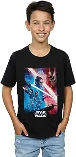 [Absolute Cult] Star Wars Boys The Rise Of Skywalker Theatrical Poster T-Shirt Black 9-11 Years