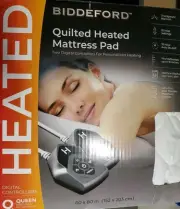 NEW QUEEN Biddeford Electric Heated Mattress Pad DUAL Controllers [Open Box]
