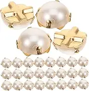 HOODANCOS 200pcs Sew Pearl Claw Accessories for DIY Clothing Half Cross Design Elegant Pearl Decorations for Fashion Craft Projects and Garment Enhancement