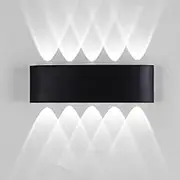 Modern Outdoor Waterproof Wall Light,10W Porch Wall lamp,6500K Cold White Up Down Porch Wall Light Indoor Matte Black Wall Mount Light Fixture for Yards,Doorways